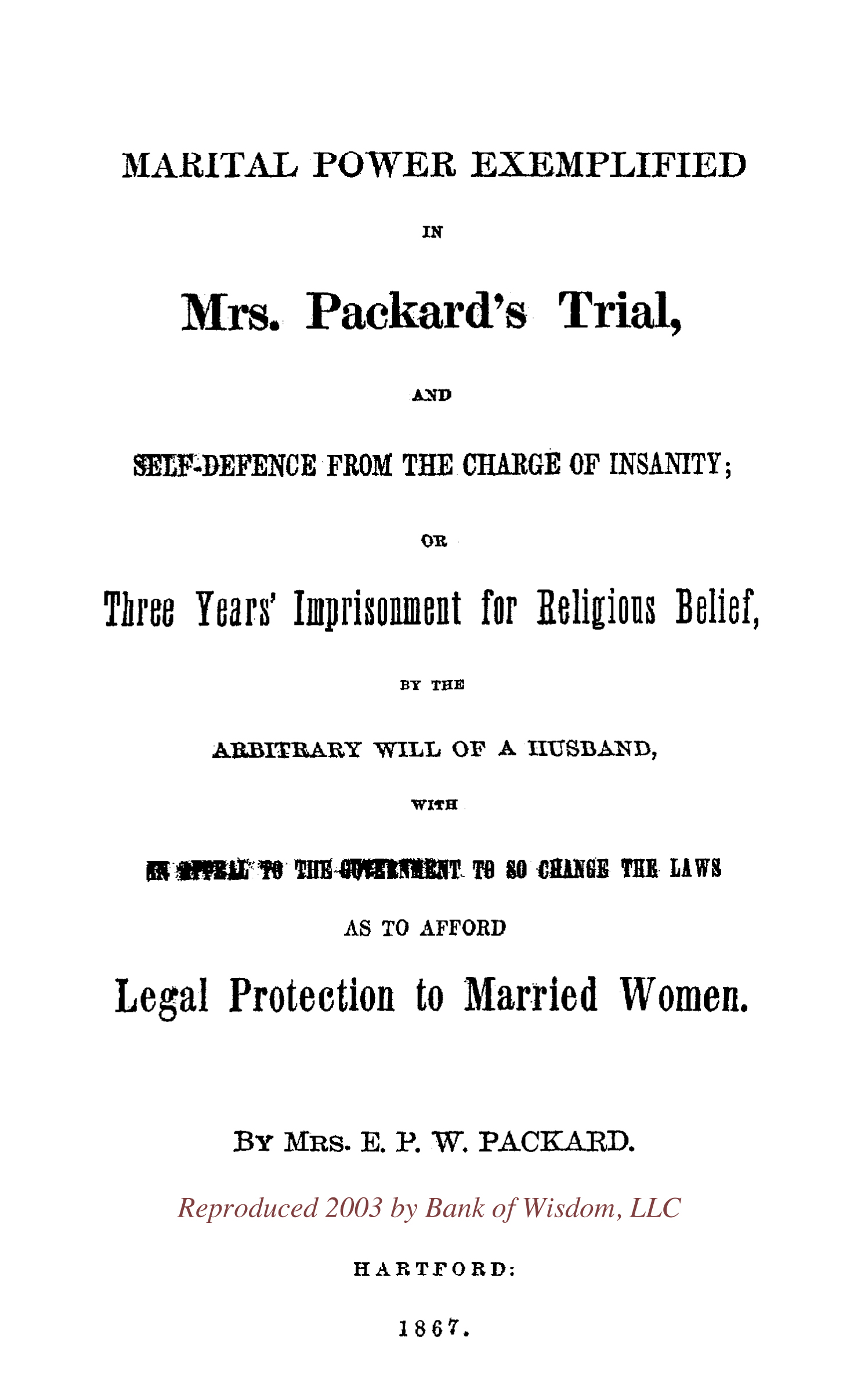 (image for) Mrs. Packard's Trial - Click Image to Close